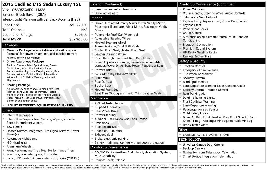 2015 Cadillac CTS 2.0L Turbo Luxury