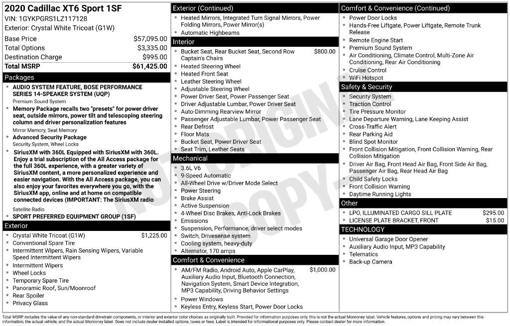 2020 Cadillac XT6 Sport