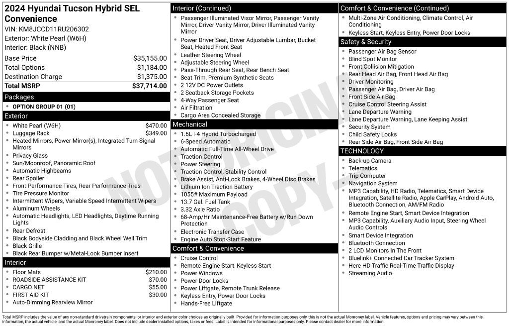 2024 Hyundai TUCSON HYBRID SEL Convenience