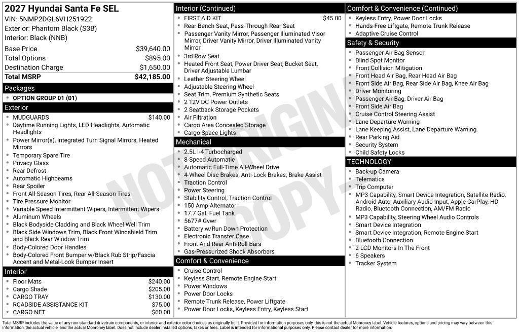 2027 Hyundai SANTA FE SEL AWD