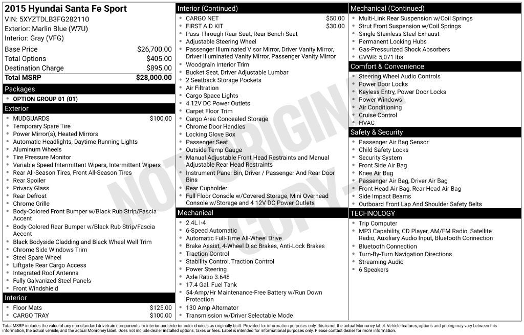 2015 Hyundai SANTA FE SPORT Base