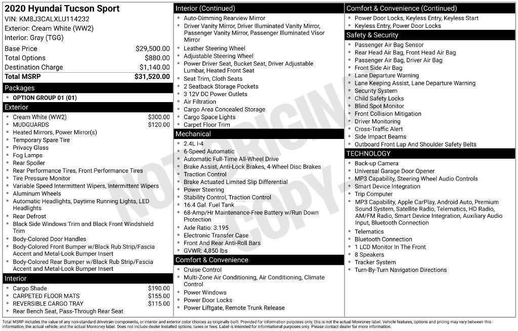 2020 Hyundai TUCSON Sport