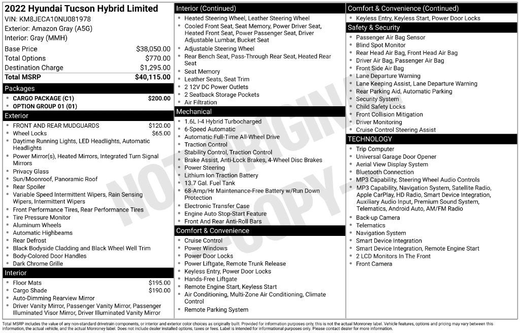 2022 Hyundai TUCSON HYBRID Limited