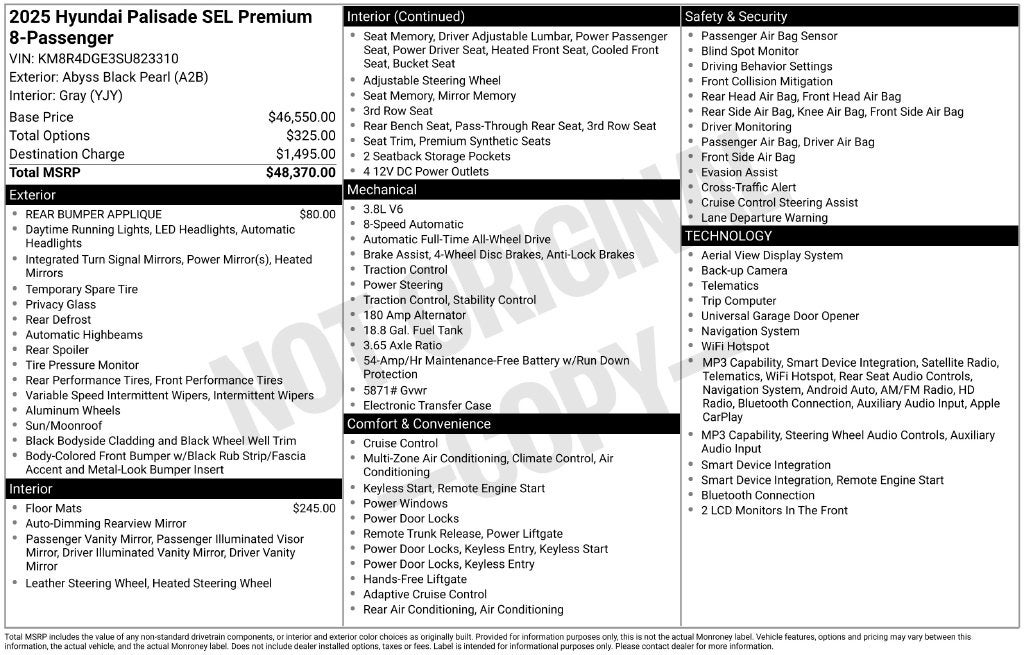 2025 Hyundai PALISADE SEL Premium 8 Passenger