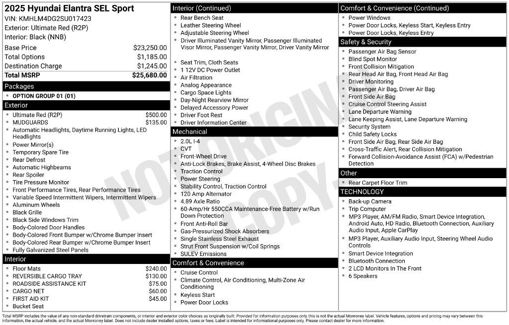 2025 Hyundai ELANTRA SEL Sport