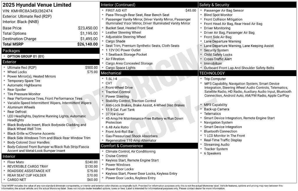 2025 Hyundai VENUE Limited