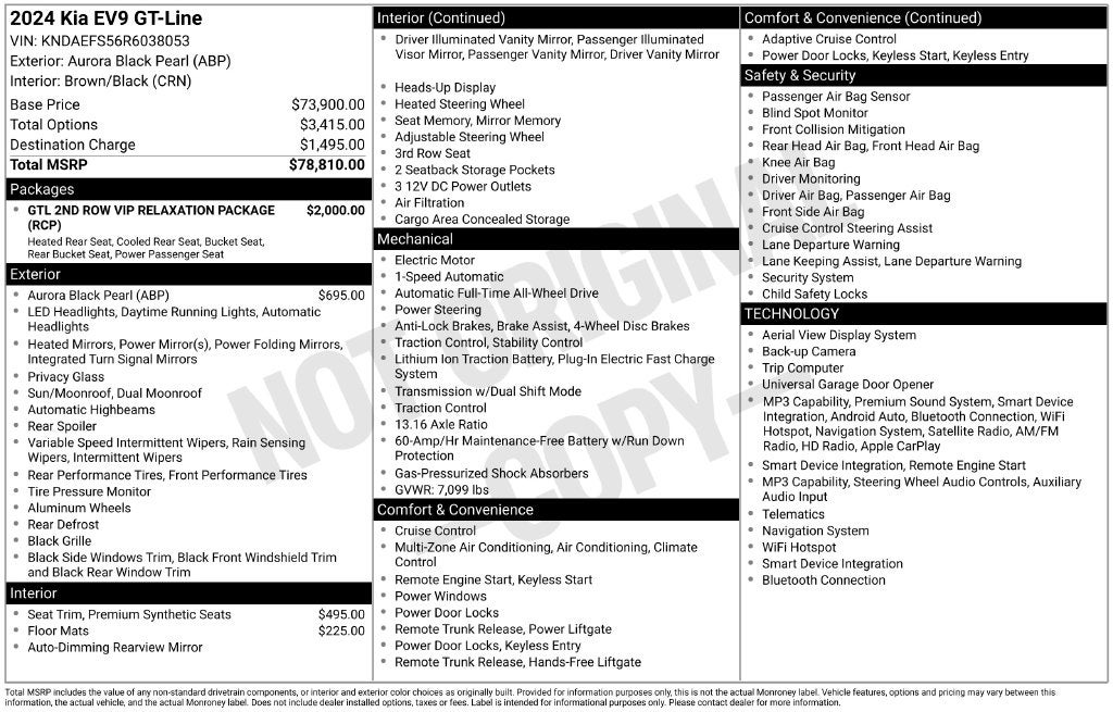 2024 Kia EV9 GT-Line Mat BlackCustom Wrap