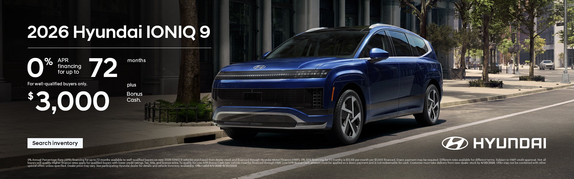 2026 Hyundai IONIQ 9 APR and Bonus Cash Offer